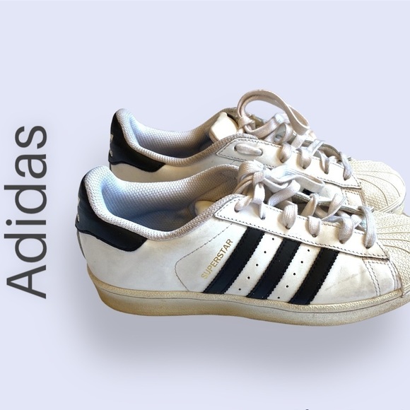 adidas Other - 𝅺adidas Superstar White Leather Sneakers Sz 6